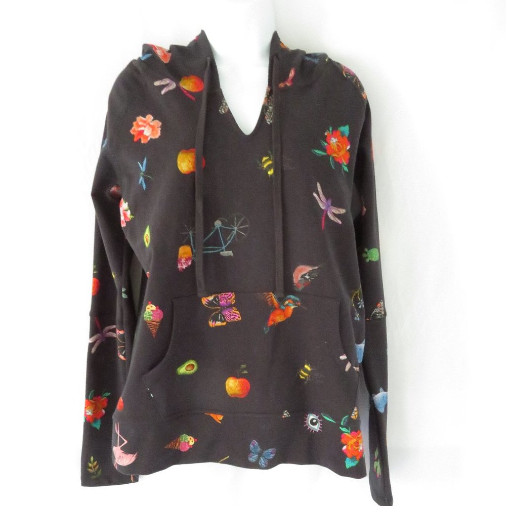 Johnny Was Zooey Sweatshirt Hoodie Animals Insects Size Small